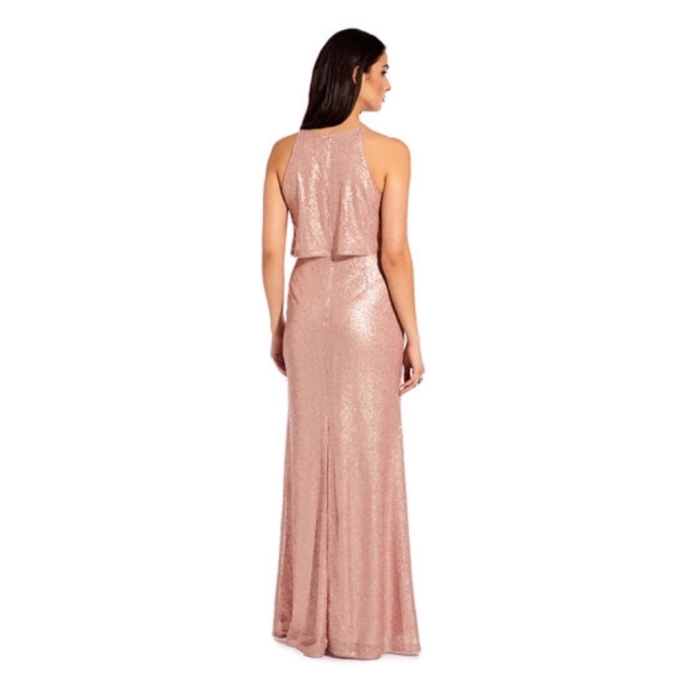 Adrianna papell sequin popover blush dress gown - Picture 3 of 4